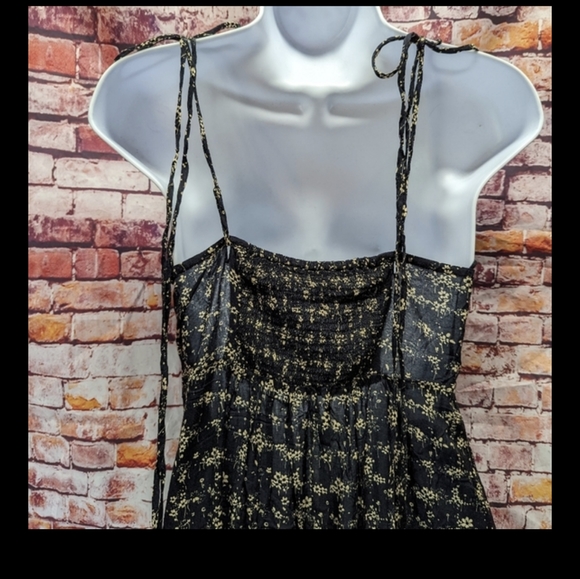 Free People Intimately Caught Up Ditsy Floral Black Slip Mini Dress - Picture 7 of 11